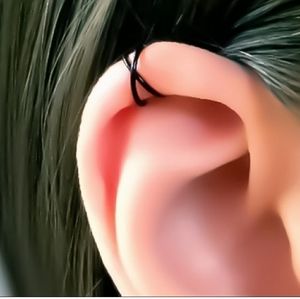 Black Cris Cross Ear Cuff, fake helix hoop